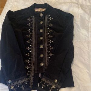 Free People Black Velvet Military Jacket. Size XS